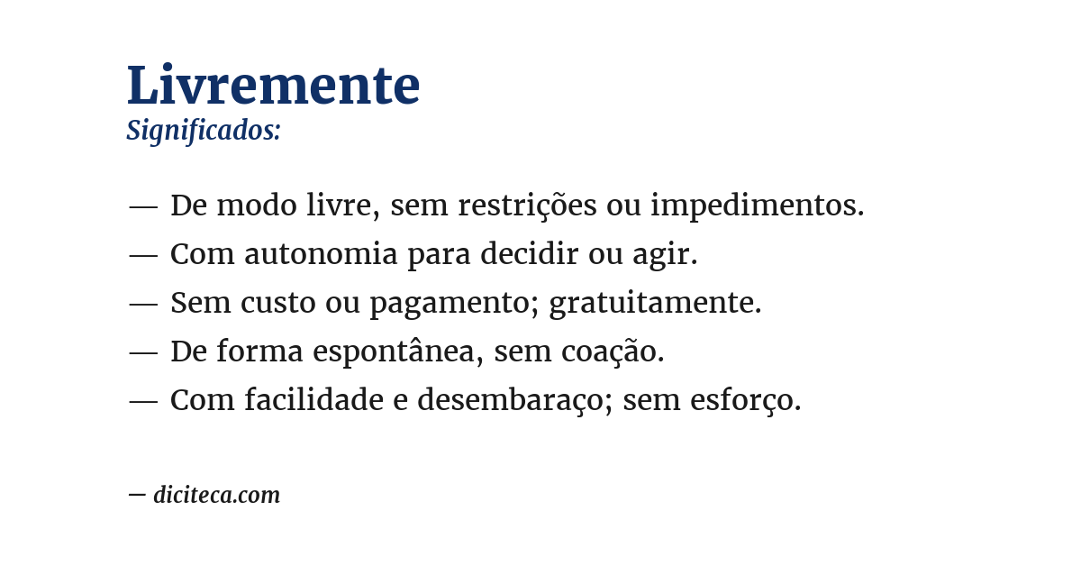 Significado de livremente