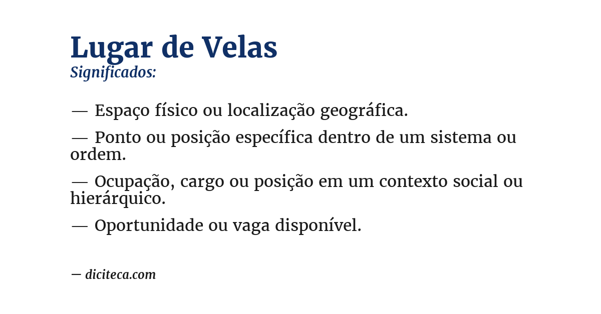Significado de lugar de velas