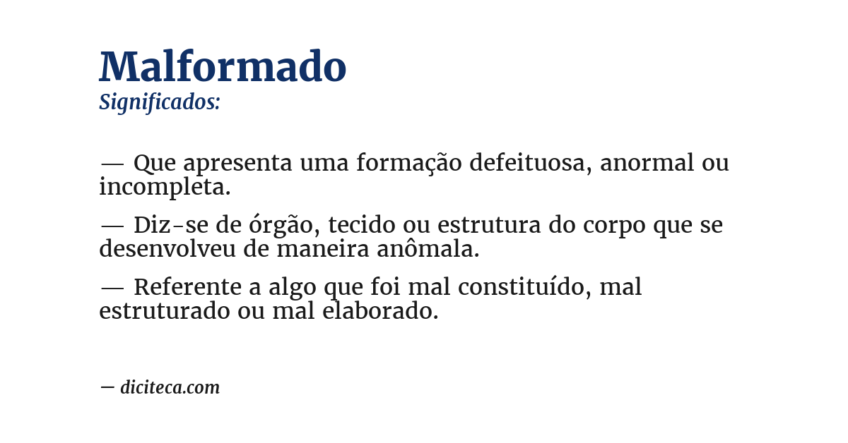 Significado de malformado