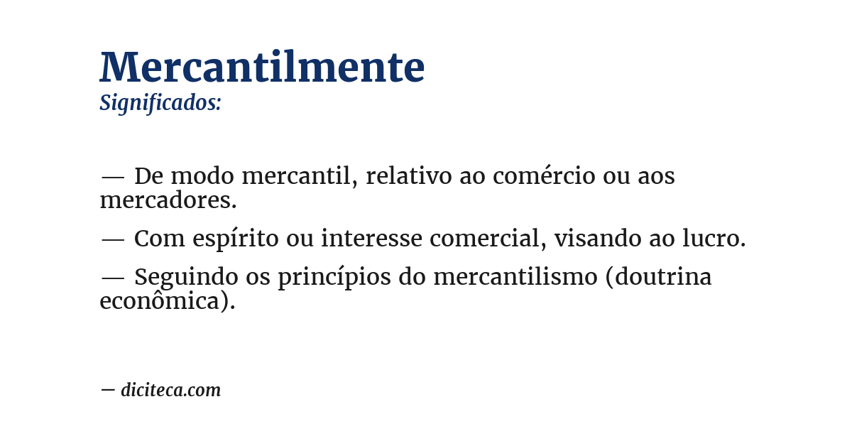 Significado de mercantilmente