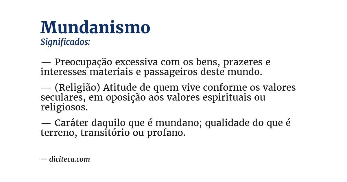 Significado de mundanismo