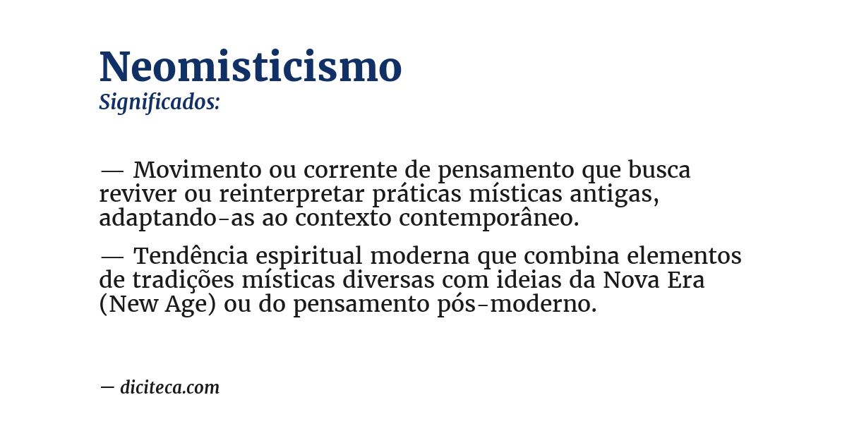 Significado de neomisticismo