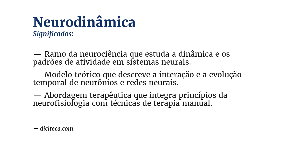 Significado de neurodinâmica