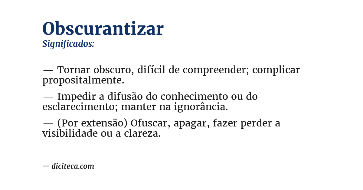 Significado de obscurantizar