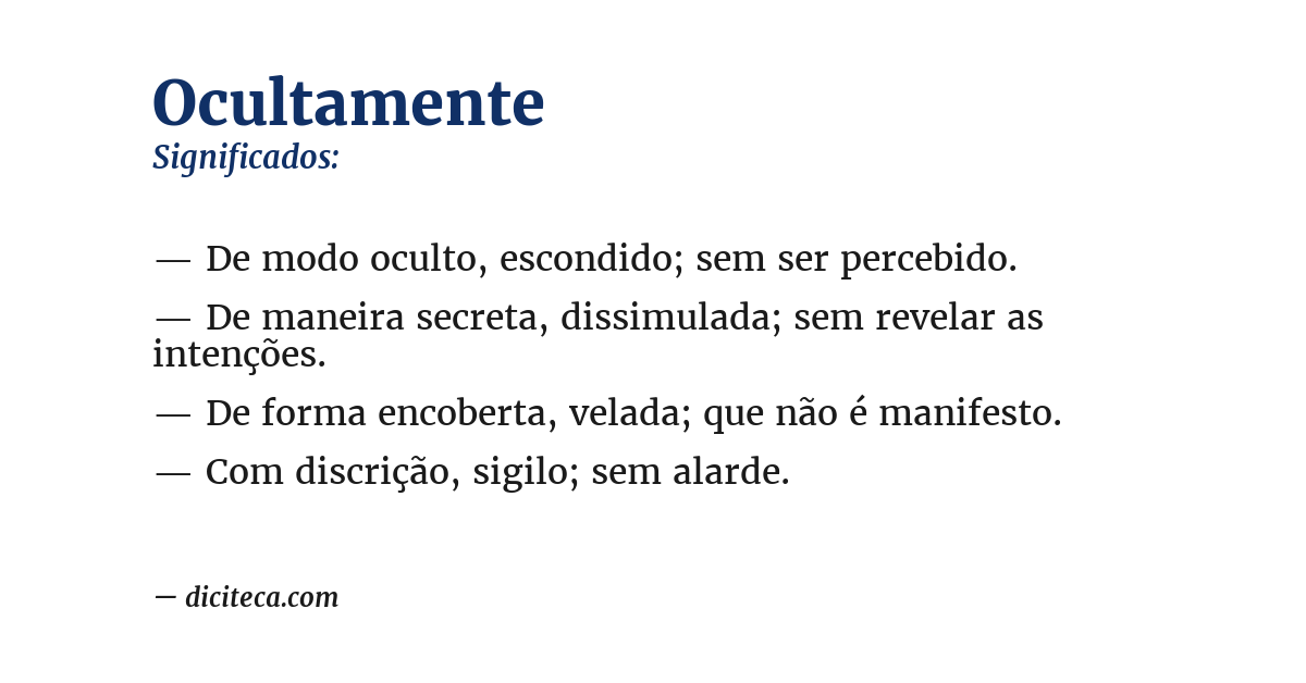 Significado de ocultamente
