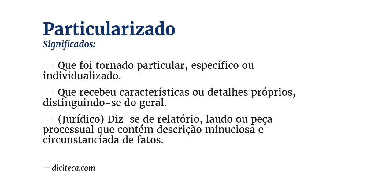 Significado de particularizado