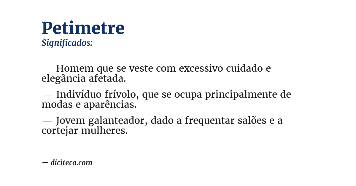 Significado de petimetre