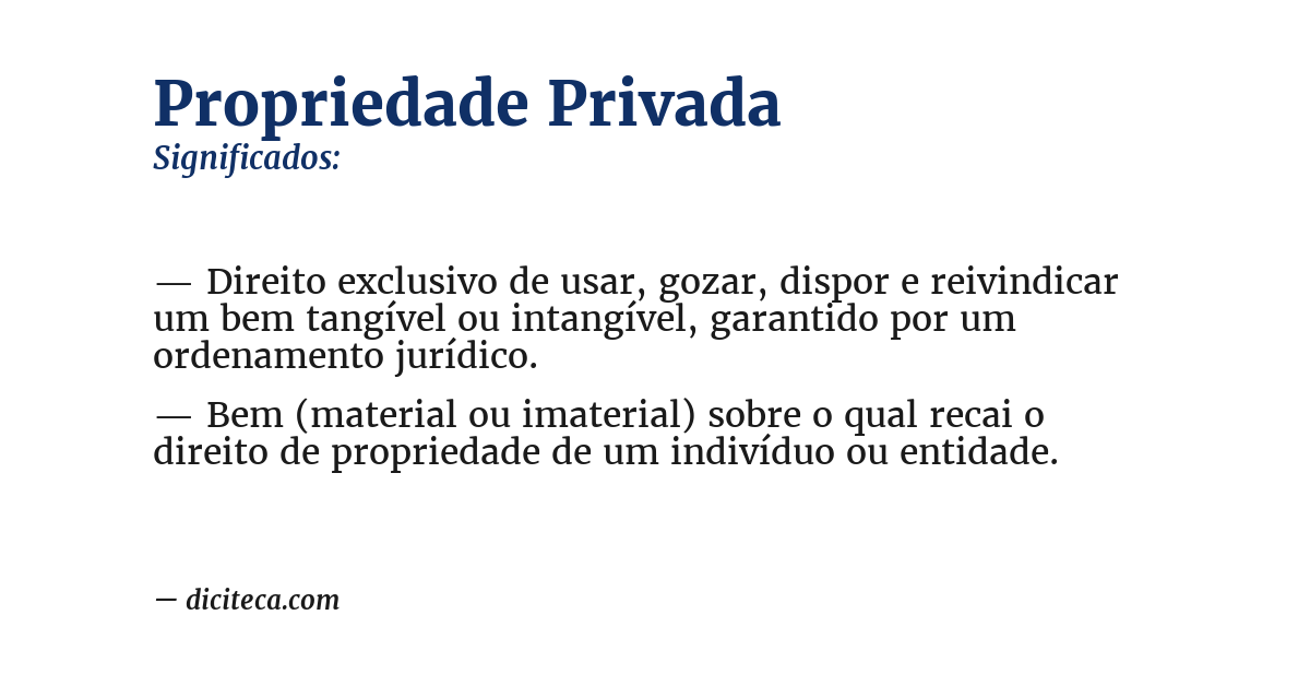 Significado de propriedade privada