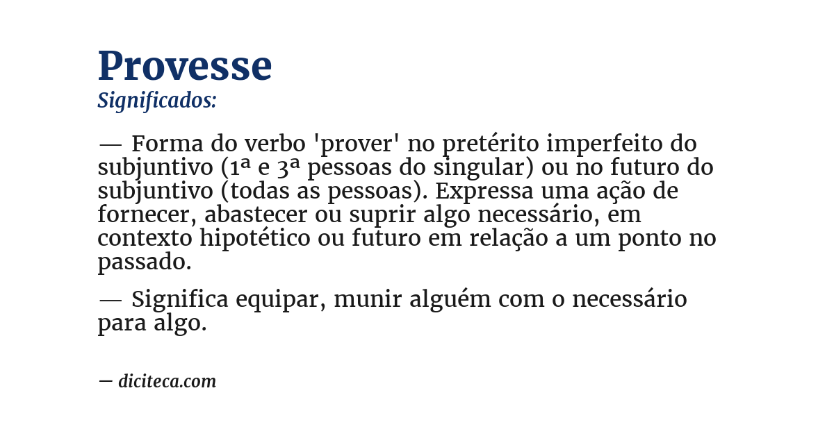 Significado de provesse