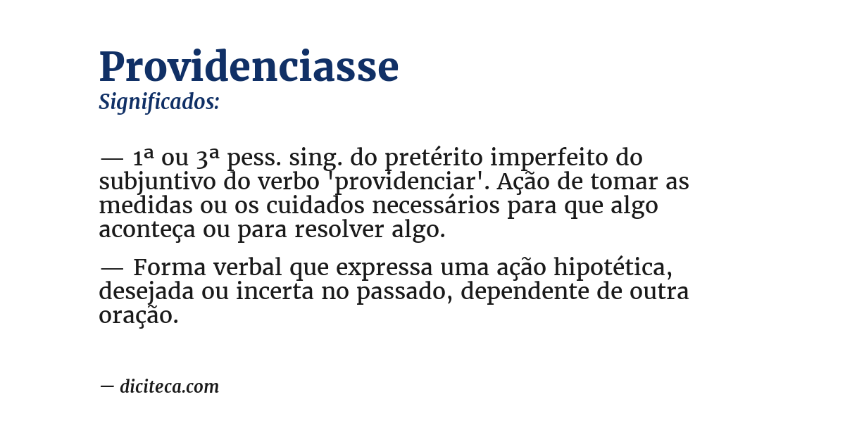 Significado de providenciasse