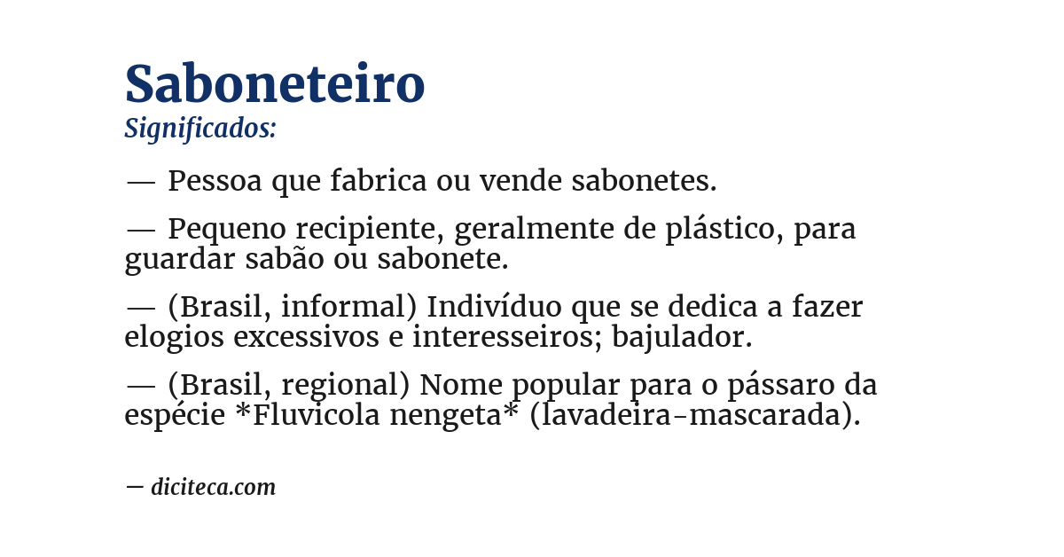 Significado de saboneteiro
