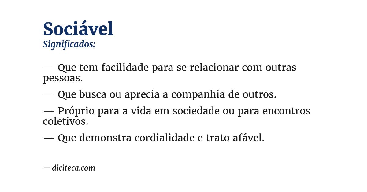 Significado de sociável