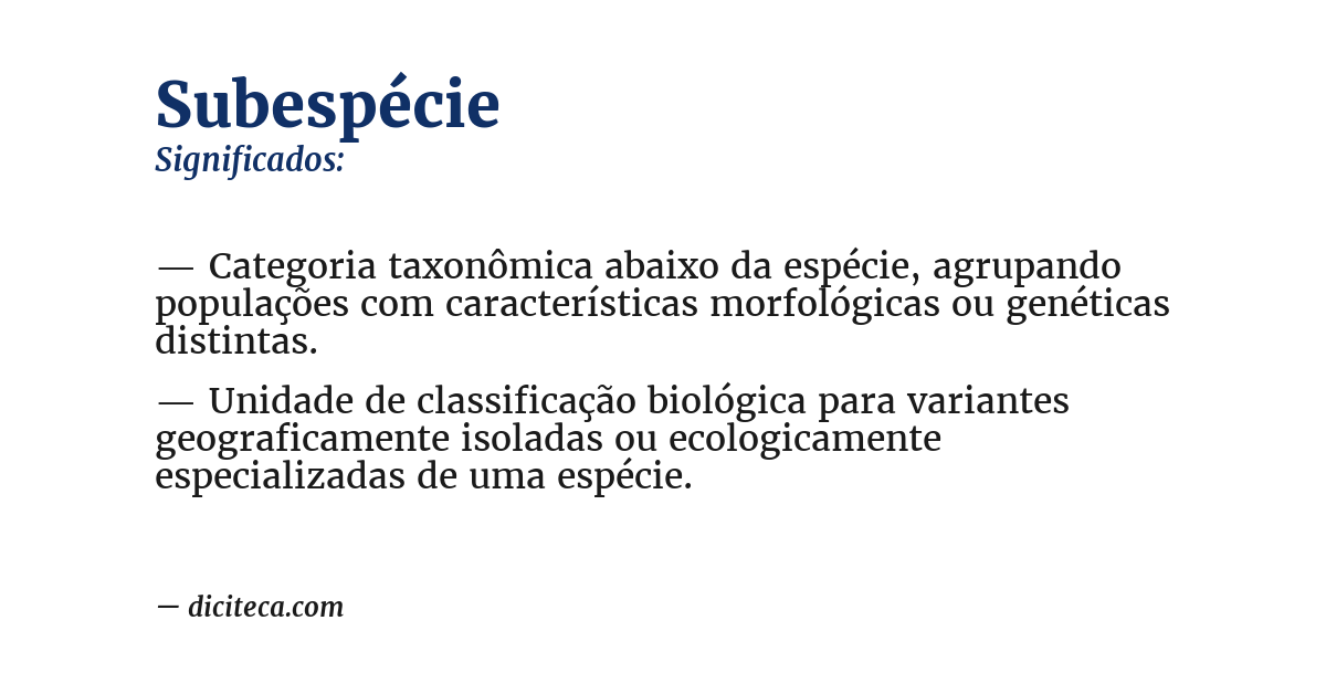 Significado de subespécie