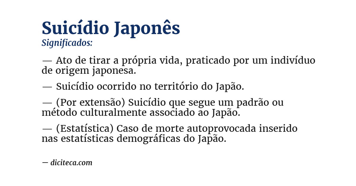 Significado de suicídio japonês