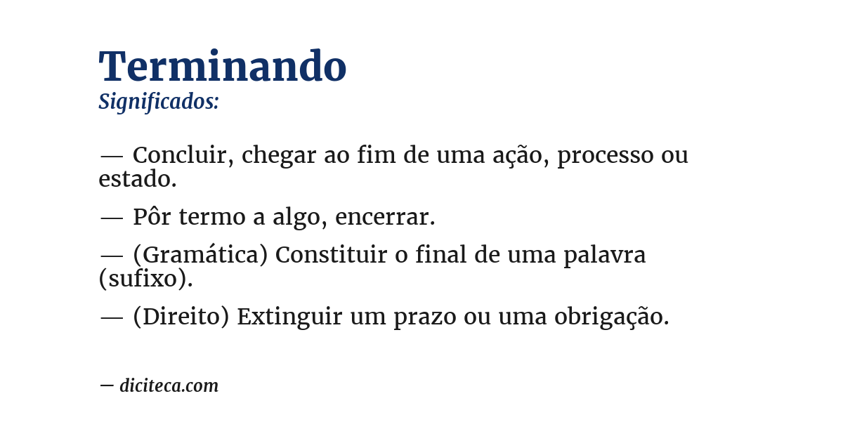 Significado de terminando