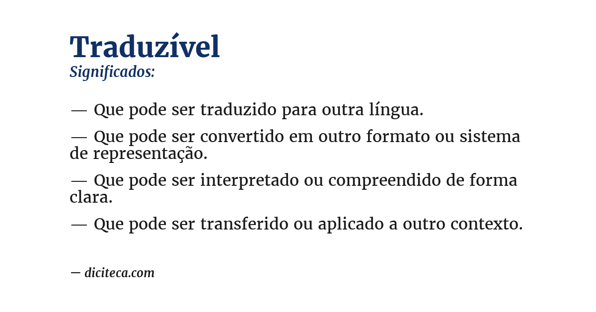 Significado de traduzível