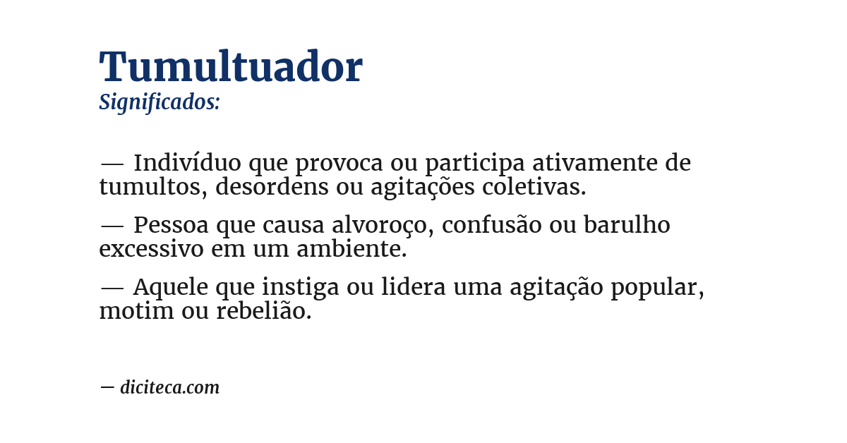 Significado de tumultuador