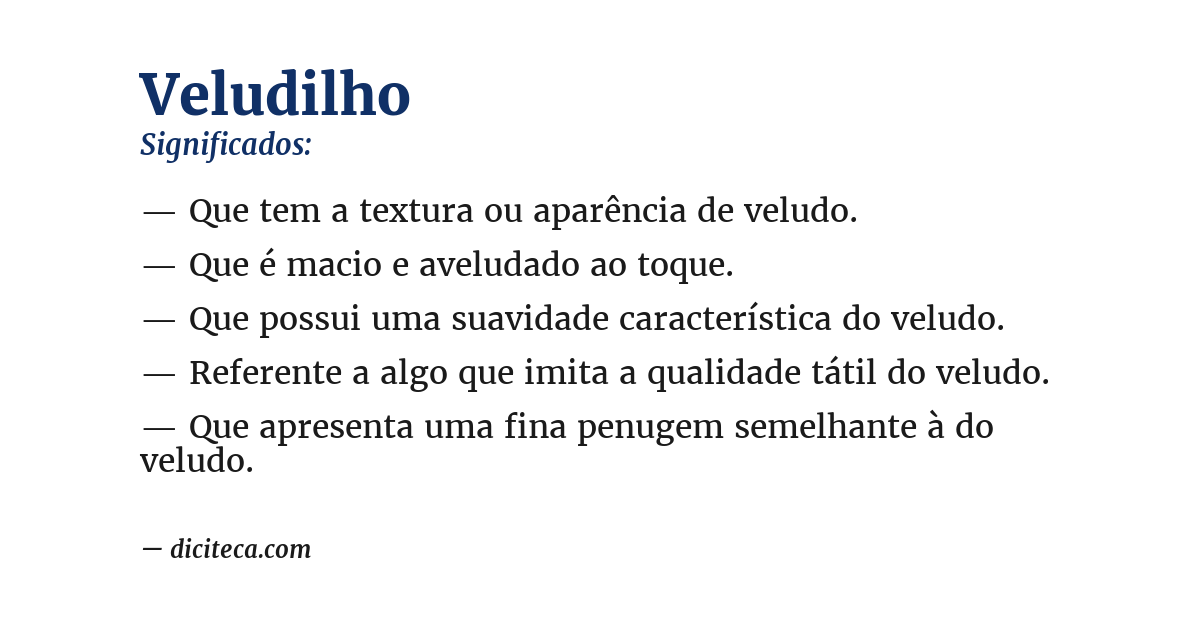 Significado de veludilho