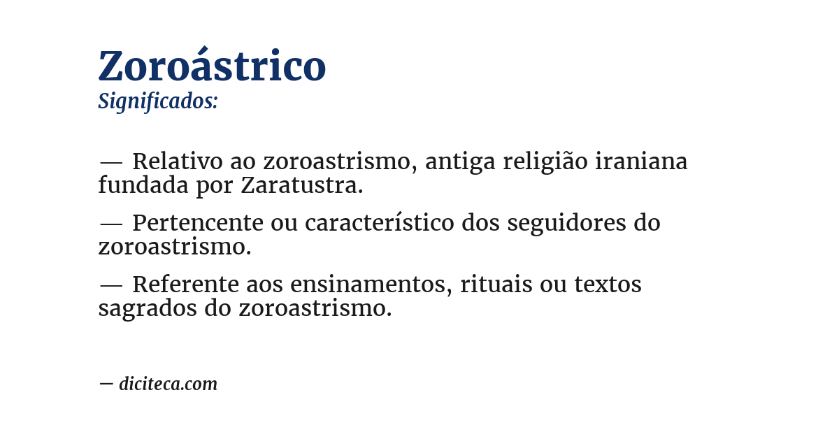 Significado de zoroástrico