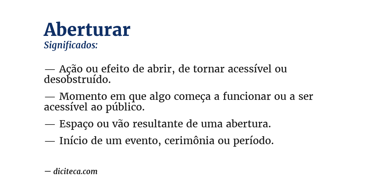 Significado de aberturar