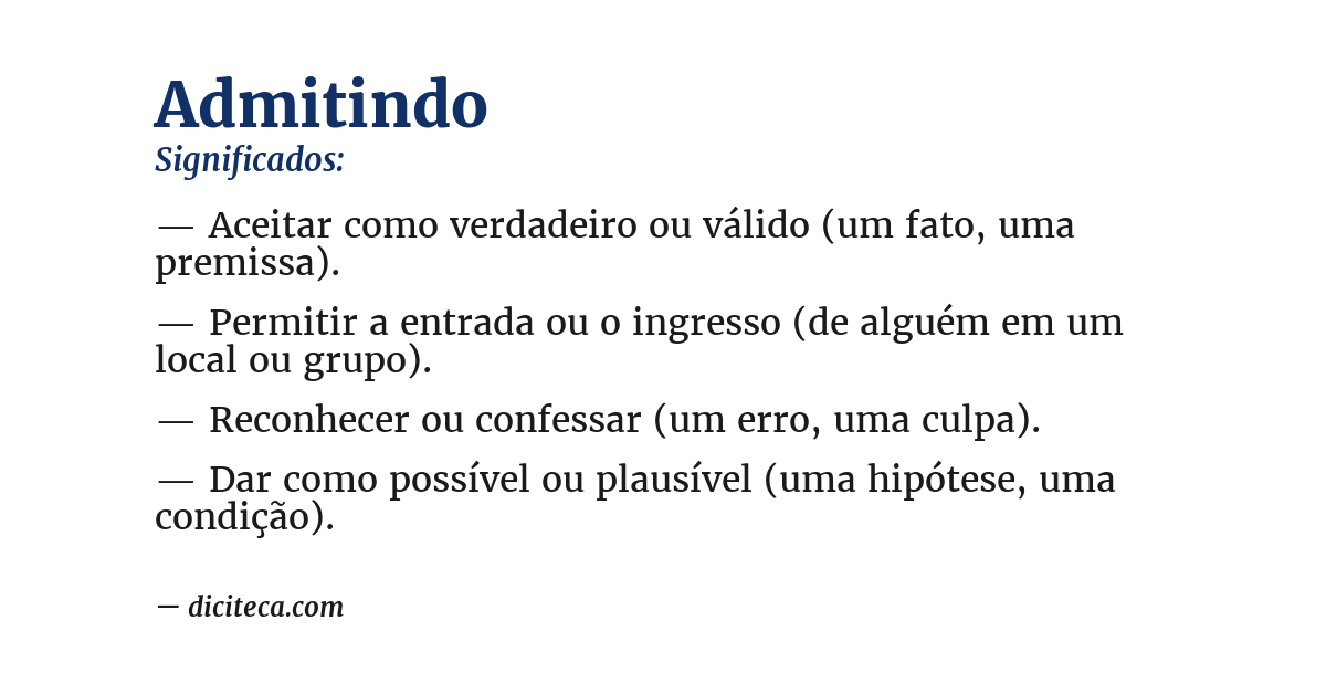 Significado de admitindo