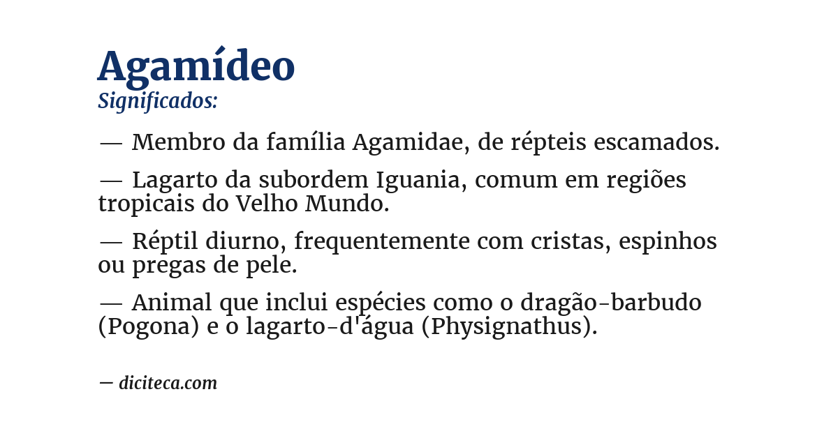 Significado de agamídeo