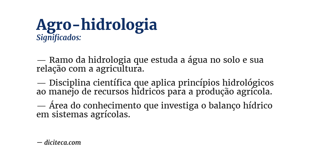Significado de agro-hidrologia
