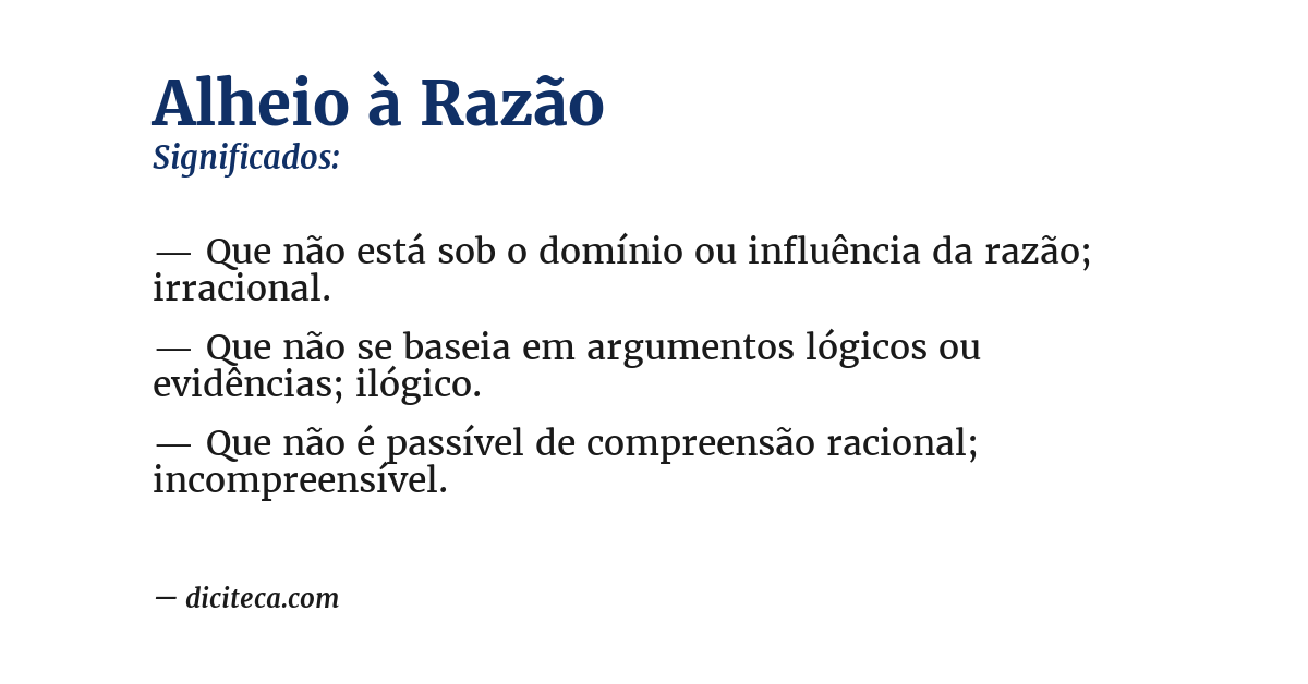 Significado de alheio à razão