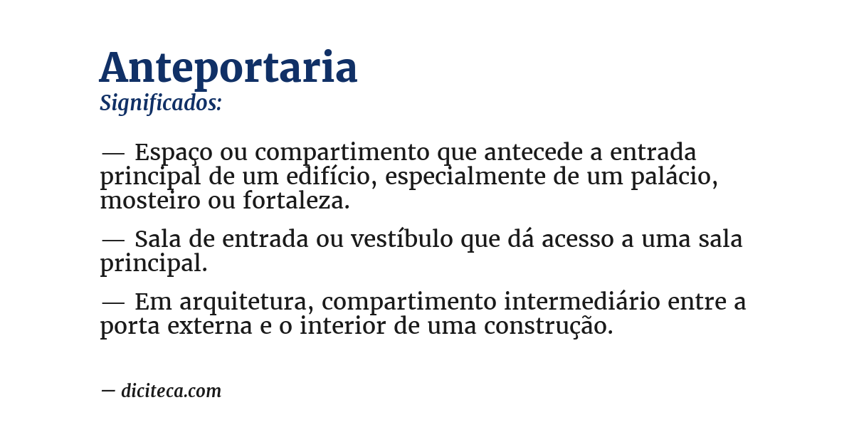 Significado de anteportaria