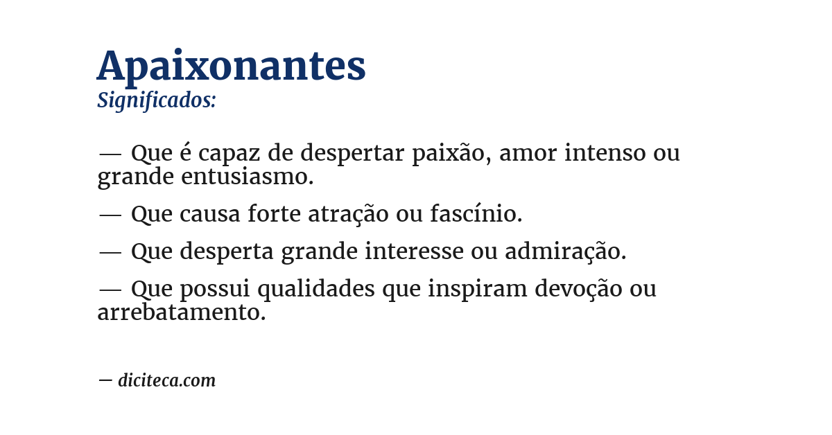 Significado de apaixonantes