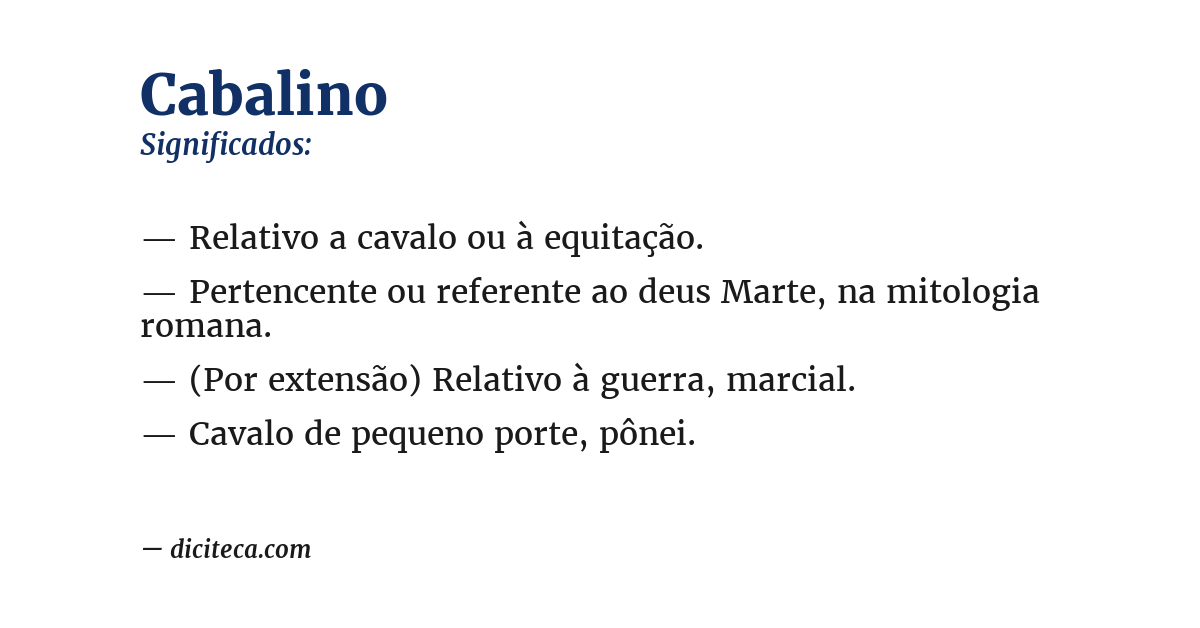 Significado de cabalino