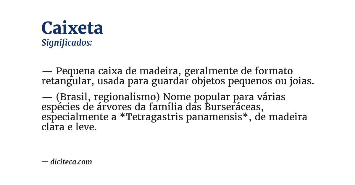 Significado de caixeta