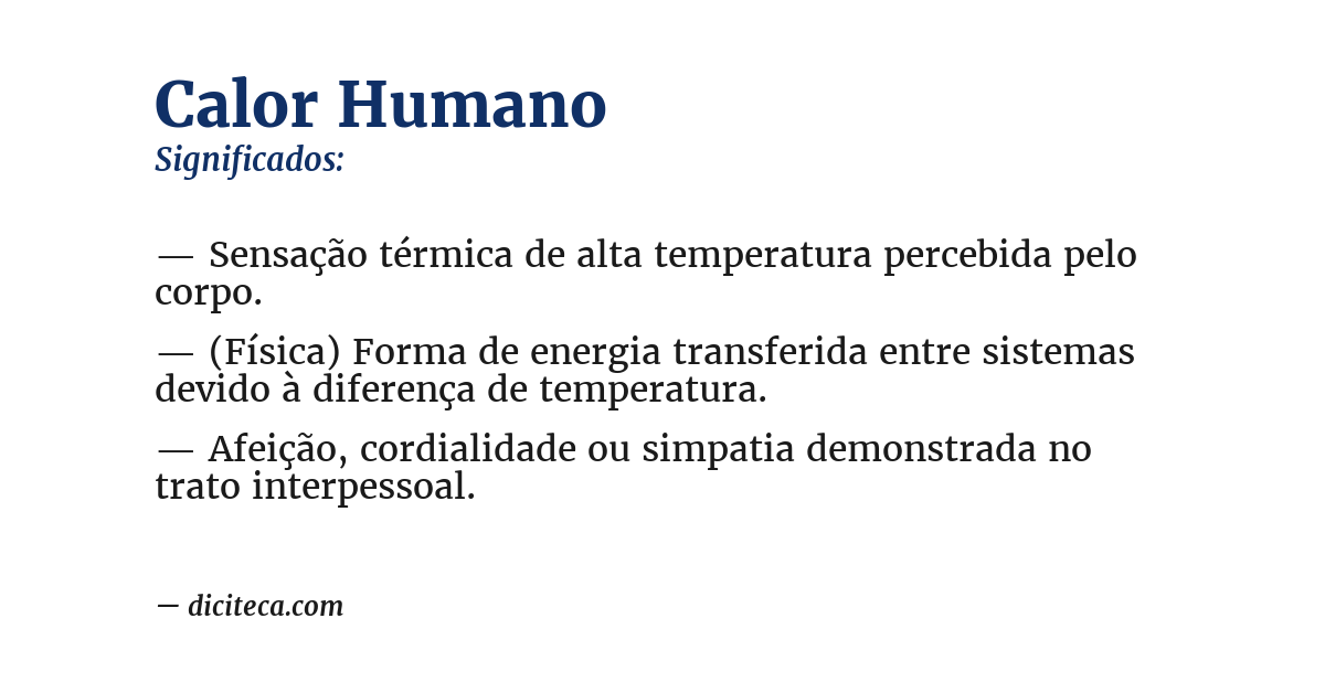 Significado de calor humano