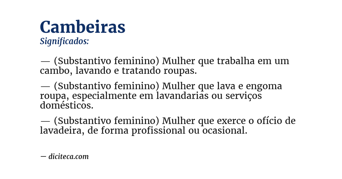 Significado de cambeiras