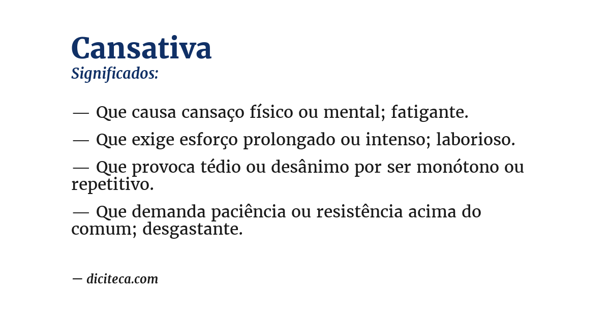 Significado de cansativa