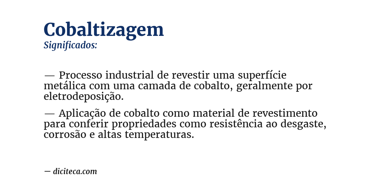 Significado de cobaltizagem