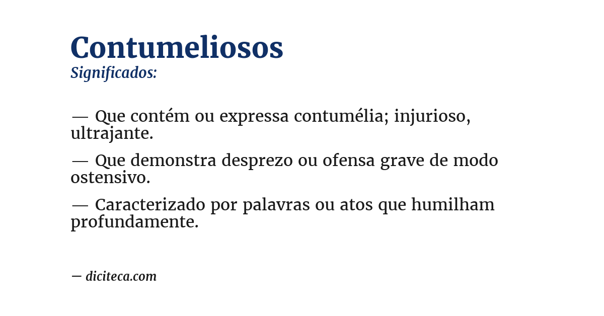 Significado de contumeliosos