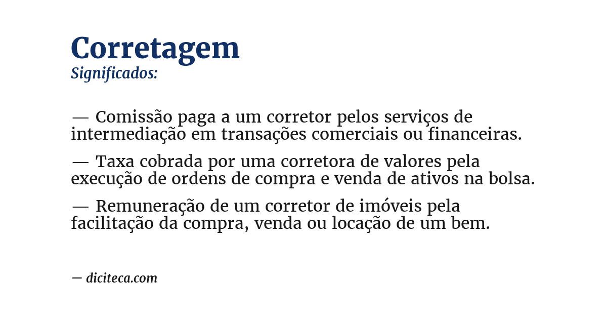Significado de corretagem