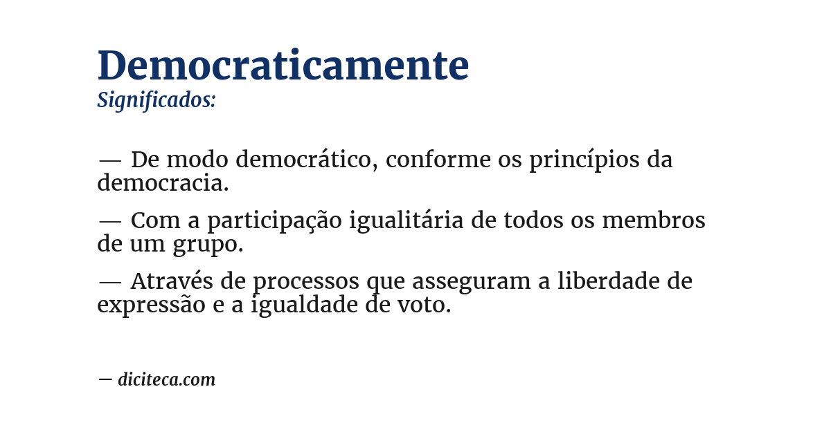 Significado de democraticamente