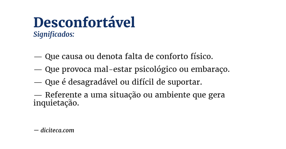 Significado de desconfortável