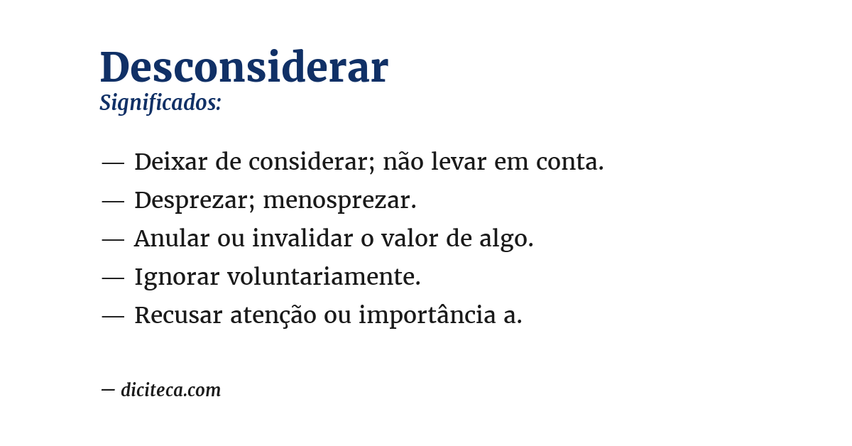 Significado de desconsiderar