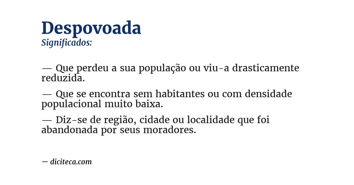 Significado de despovoada