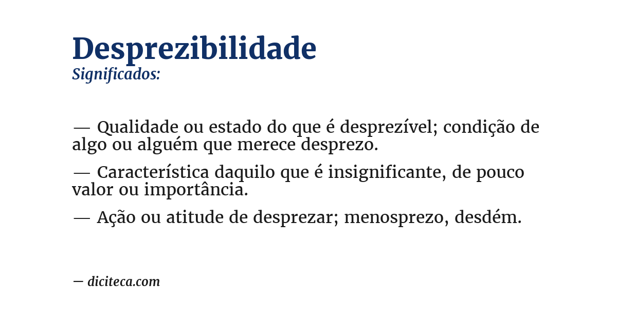 Significado de desprezibilidade