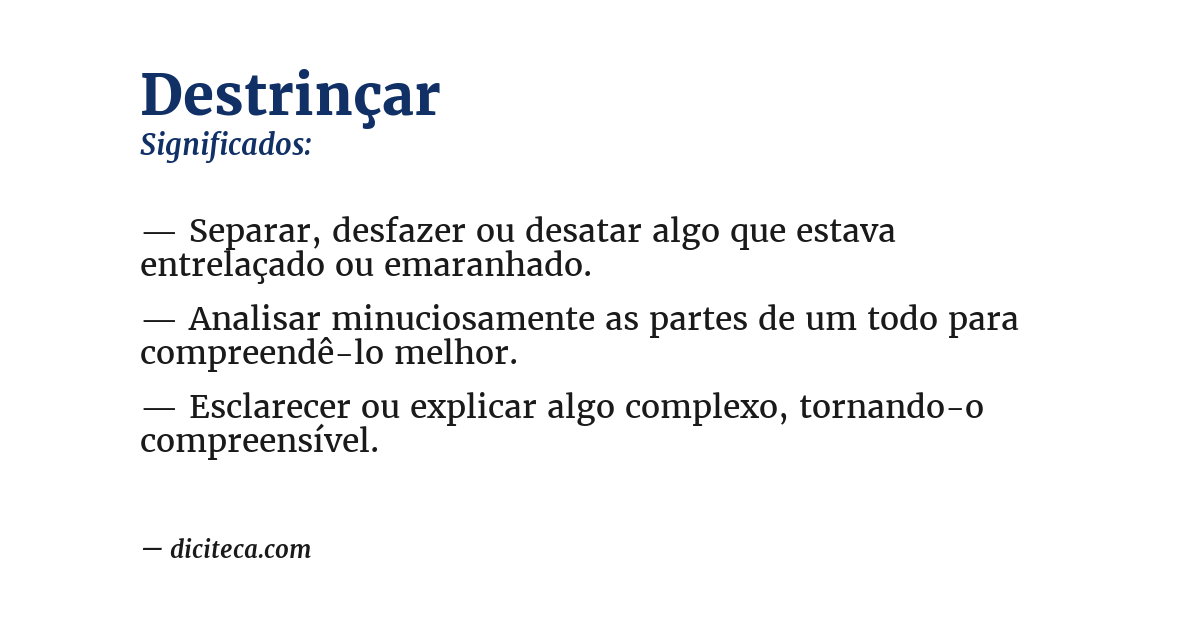 Significado de destrinçar