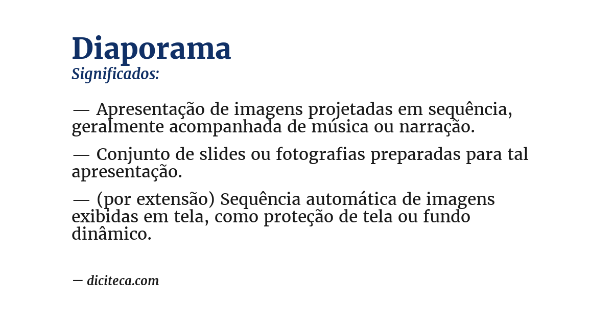 Significado de diaporama