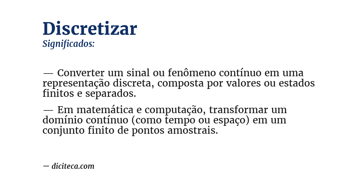 Significado de discretizar