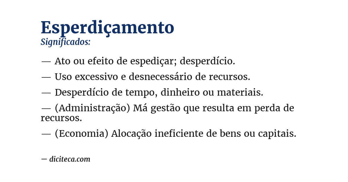 Significado de esperdiçamento