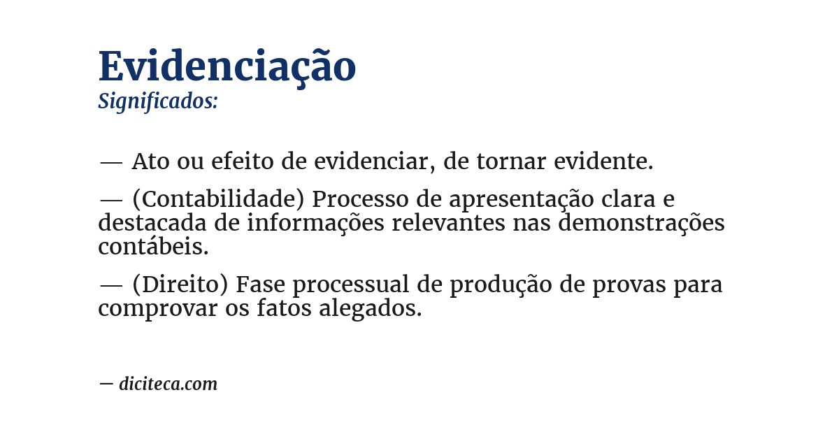 Significado de evidenciação