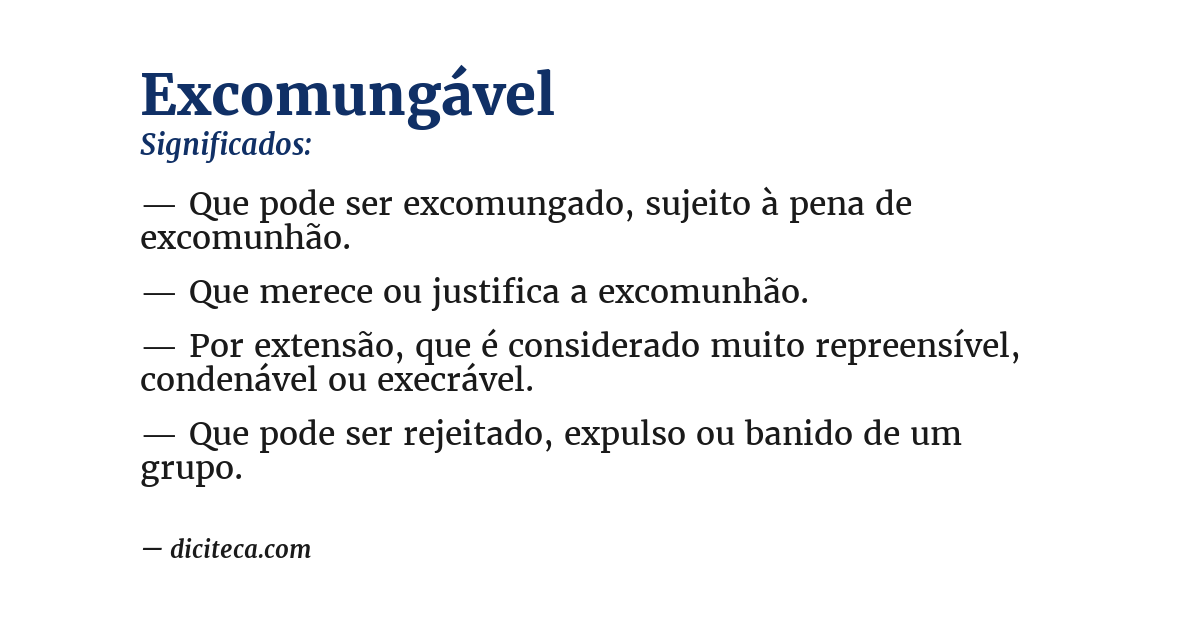 Significado de excomungável
