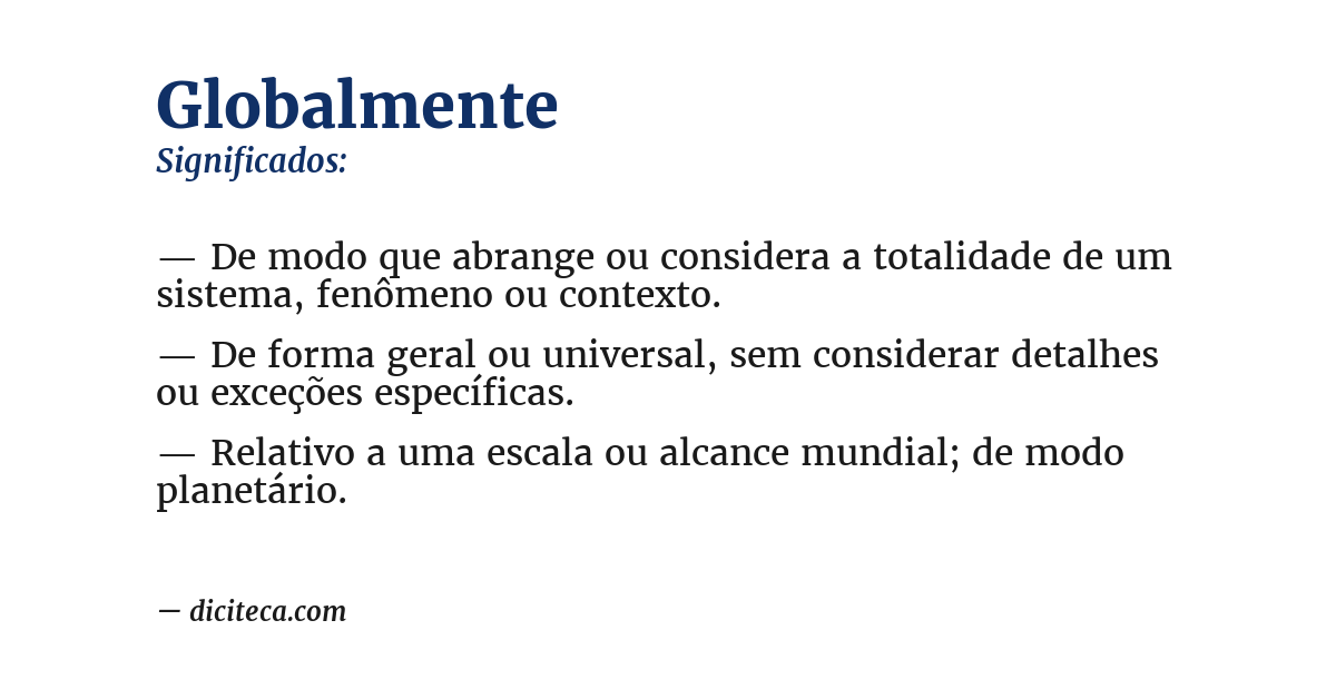 Significado de globalmente